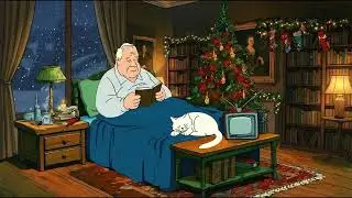 Christmas Memories by the Fire &mdash; Grandpa's Book and a Sleeping Cat