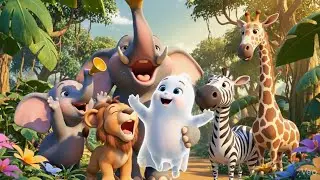Cute Baby Ghost Party with Jungle Animals Adventure 🦒🦁👻 | Elephant, Lion, Zebra, Giraffe Cartoon Fun
