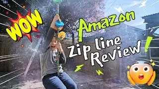 Zipline Kit for Kids!  Amazon Review Just Smile slack line backyard setup