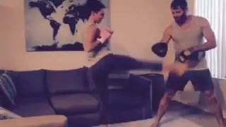 Boxing couple workout