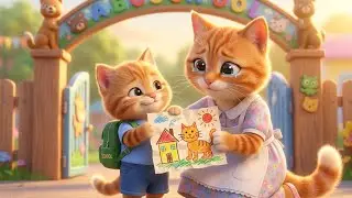 Cute Kitten First School Day Drawing | Mama Cat Proud
