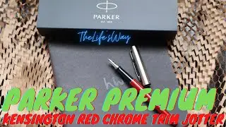Parker Jotter Kensington Red Fountain Pen with Chrome Trim