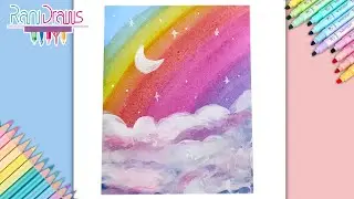 Cómo pintar un PAISAJE DE ARCOIRIS con ACUARELA - ideas de paisajes fáciles con acuarela