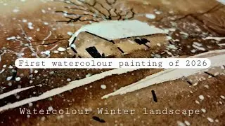 First video of 2026//Watercolour Cabin//Winter landscape 
