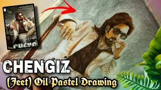 Chengiz Movie Poster drawing | Chengiz Superstar Jeet drawing | Oil pastel drawing