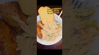 for dinner tonight something just thrown to geatjer easy dinner roasted ckn alfredo and broccoli