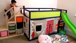 Ikea Kura Bed hack - Fire Engine Play and slide structure