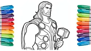 Avengers Superhero Coloring: Thor - Easy and Fun Drawing Coloring Art Video