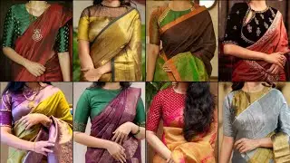 😍👌Elegant Silk Sarees with High Neck Blouse Designs| High Neck Blouse Designs For Silk Sarees❤️|