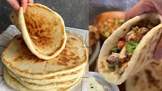 Flour + Water ｜Fluffy Greek Pita Bread ｜No Kneading Bread, No Oven