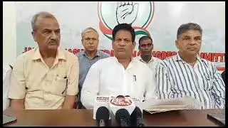 Congress obc cell chairman Adv Suresh Kumar addressing a press conference at party office in Jammu