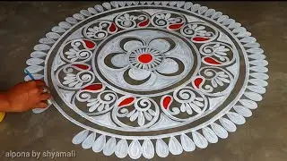 নতুনদের জন্য খুব সহজ ও সুন্দর আলপনা ডিজাইন / very simple and easy alpona design for laxmi puja