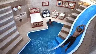Building Temple Underground House with Private Underground Living King Room and Swimming Pool