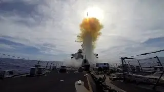 USS Milius Launches Missile & Fires 5-Inch Gun