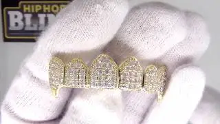 Bling Bling Grillz CZ Vampire Gold Top Teeth | Hip Hop Grillz GZCZL020G