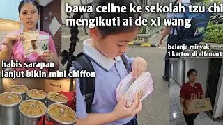Celine ke sekolah tzu chi ikut ai de xi wang, habis sarapan lanjut bikin mini chiffon