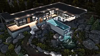 Ultimate Forest Mountain Mansion with floating swimmingpool waterfall || Sims 4 | [No CC] |