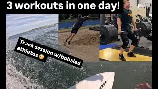 3 Workouts in one day! Track session w/bobsledders