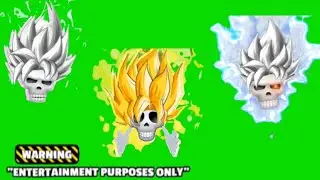 Skull with ssj hairs Green screen, warning 