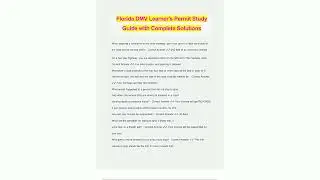 Florida DMV Learners Permit Study Guide with Complete Solutions56