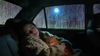 Fall asleep quickly with the sound of rain and thunder in a cozy car 🌙 Natural white noise