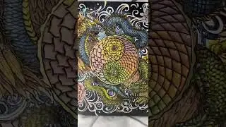2 Dragons Yin Yang with Florals, adding color to #woodburningart Short #artprocess