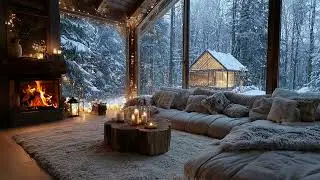 Cozy Candle Piano with Gentle Snow ❄️ Lounge Ambience for Relaxed Focus and Peace