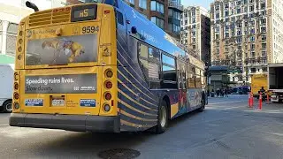 MTA M5 Limited bus #9594 full ride from Riverside Dr & W 80 St to W 72 St & Broadway.