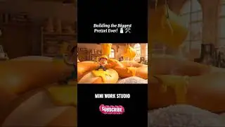 Tiny Workers Build a Giant Pretzel Chaos 🥨 #3D #Shorts