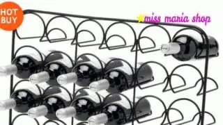 Black Metal Wine Rack 24 Bottle Champagne Holder Storage Sta
