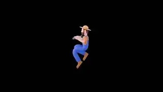 3D Cartoon Farmer Running Turntable | Stylized Male with Pitchfork