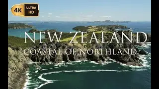Northland, beautiful coastal landscape of New Zealand. 1 Hour drone relaxing meditation 4K UHD