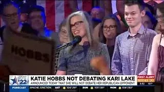 Katie Hobbs won't take part in gubernatorial debate Kari Lake