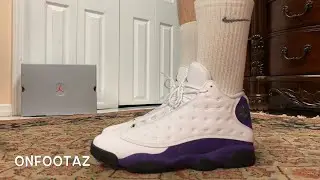 Air Jordan 13 XIII Lakers White Court Purple On Foot