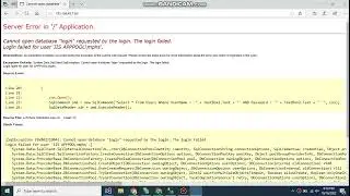 IIS- Cannot open database login requested by the login  The login failed