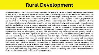 Short Paragraph on Rural Development