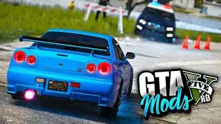 A FUGA DA POLICIA DE NISSAN SKYLINE GT-R NO VOLANTE! ( DESTRUIU MEU CARRO ) - GTA 5 MODS