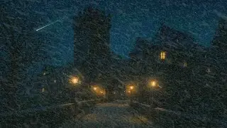 Winter Night: Haunted Meteor Shower at Castle Ruins | Deep Sleep, Howling Winds and Blizzards