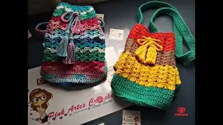 👊# [Versão Destro]Bolsinha Multicolorida de crochê - Pink Artes Croche by Rosana Recchia
