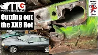 S10 Cutting out the Jaguar XK8 Rot. Steeds Rusty subframe mountings under the knife #jaguars #x100