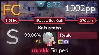 8.7⭐ RyuK | AliA - Kakurenbo [Ready, Set, Go!] +HDNC 99.06% (#1 1002pp FC) - osu!