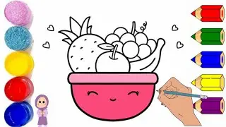 How to draw cute fruit basket | easy drawing ,coloring for kids &lrm;@Gul-e-ZahraArt