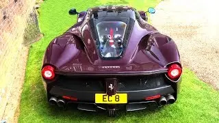 One-Off Purple $2Million Ferrari LAFERRARI Clears its Throat LOUD REVS!