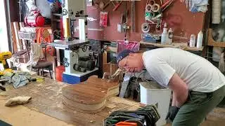 Cedar and walnut guitar body glue up