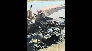 Mini farm tractor plowing in mud farm for planting rice (594) #shorts