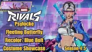 Psylocke Fleeting Butterfly Recolor: Blue Bolt Costume Showcase Marvel Rivals Gameplay Season 4.5