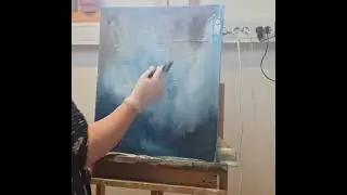Reusing an old canvas and using shades of blue.