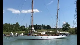 Naval Training Vessel HMCS Oriole Downbound on the Welland Canal