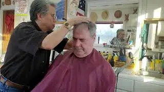 Trim all over and round block haircut.