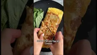 A new Trader Joe&rsquo;s breakfast idea using a Scallion Pancake from Taiwan, Egg, and Cheese. #breakfast